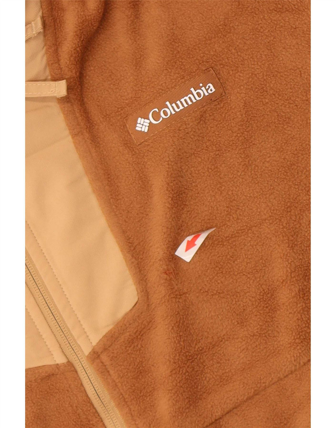 Męski sweter polarowy Columbia z zamkiem błyskawicznym i średnim brązowym poliestrem w blokach kolorystycznych