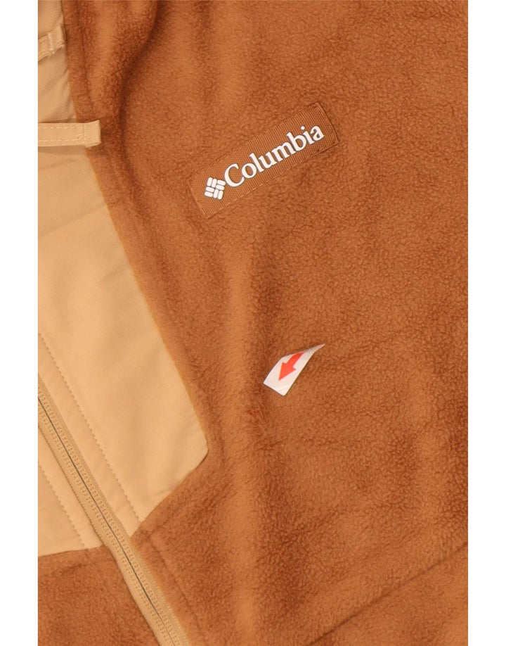 Męski sweter polarowy Columbia z zamkiem błyskawicznym i średnim brązowym poliestrem w blokach kolorystycznych