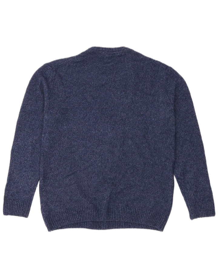 Refrigiwear Męski sweter z okrągłym dekoltem, średni granatowy wełniany