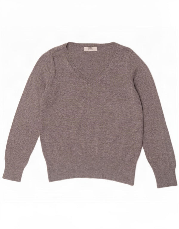 Sweter damski Marks & Spencer z dekoltem w kształcie litery V, UK 14, średnioszary, wiskoza