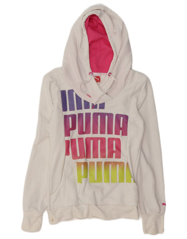 Damski sweter z kapturem i grafiką PUMA UK 8, mały, biały, bawełniany