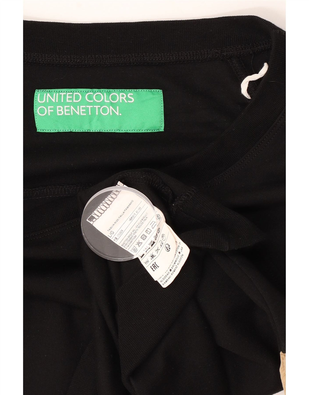 Damska bluza Benetton UK 16, duża, czarna, z blokami kolorów