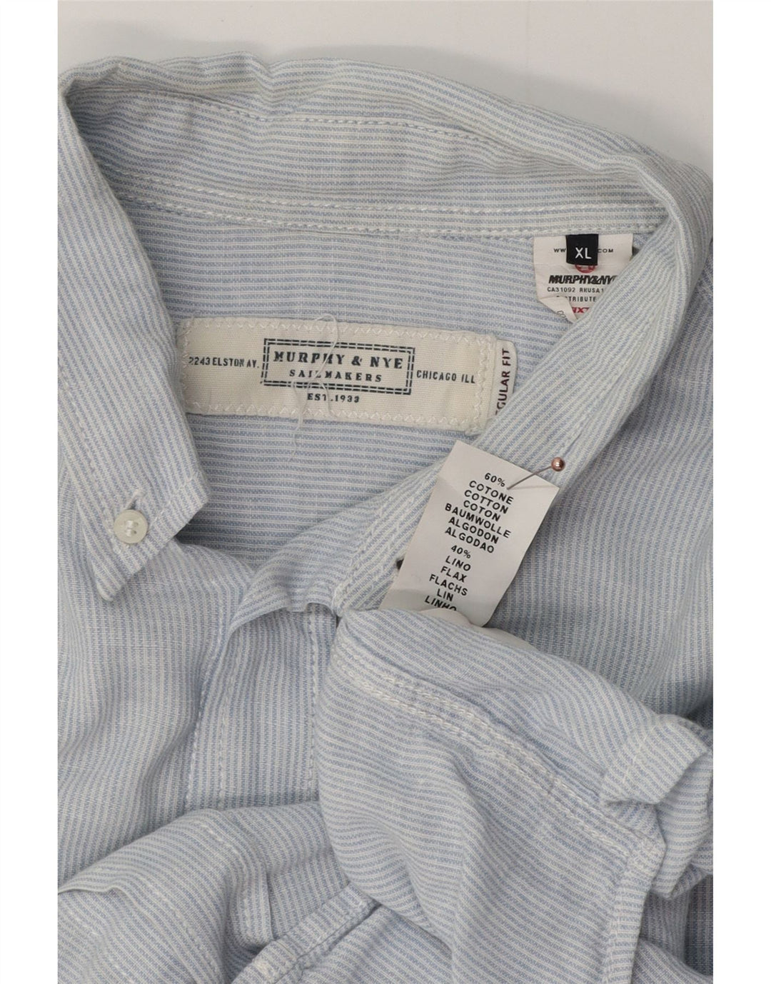 Koszula męska MURPHY & NYE XL, niebieska, bawełniana w prążki