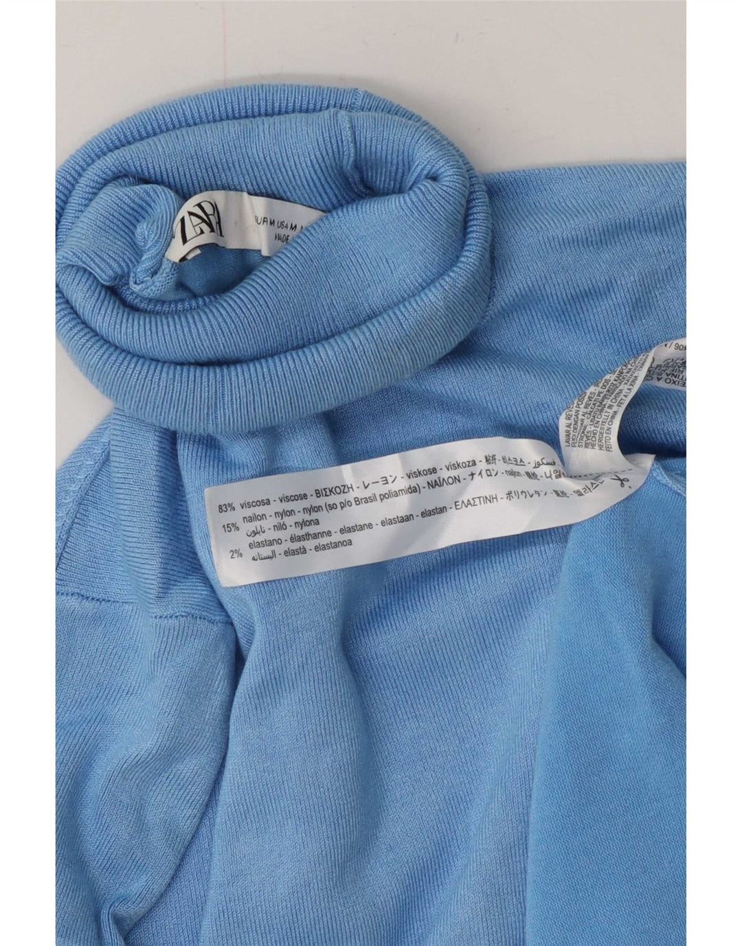 Damski sweter z golfem Zara UK 12 Średni niebieski wiskoza