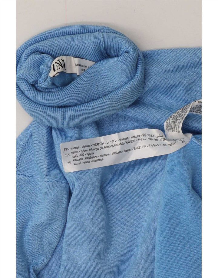 Damski sweter z golfem Zara UK 12 Średni niebieski wiskoza