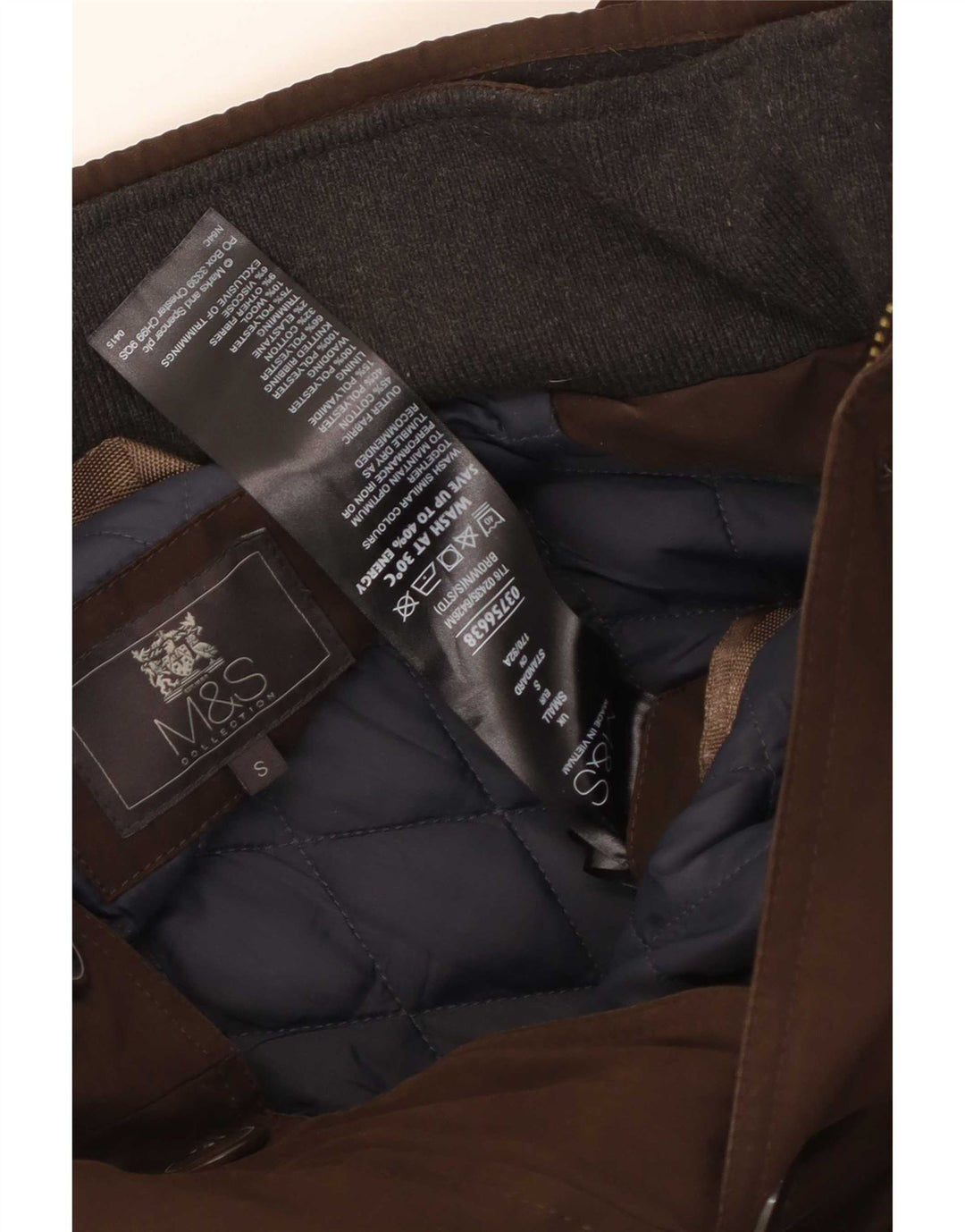 Marks & Spencer Męski ocieplany płaszcz UK 36, mały, brązowy, bawełniany