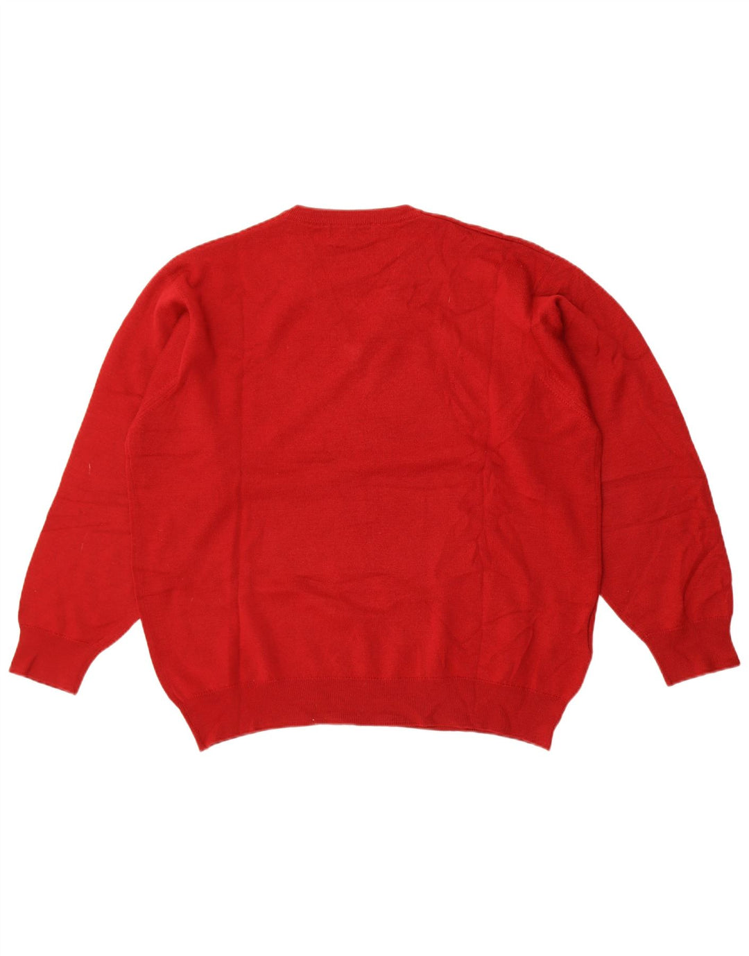 Męski sweter Burberry z dekoltem w kształcie litery V, duży, czerwony, wełniany