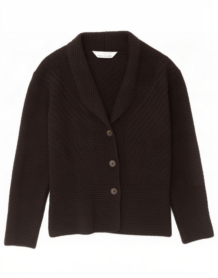 Marks & Spencer Damski sweter kardigan UK 12 Średni brązowy wełniany