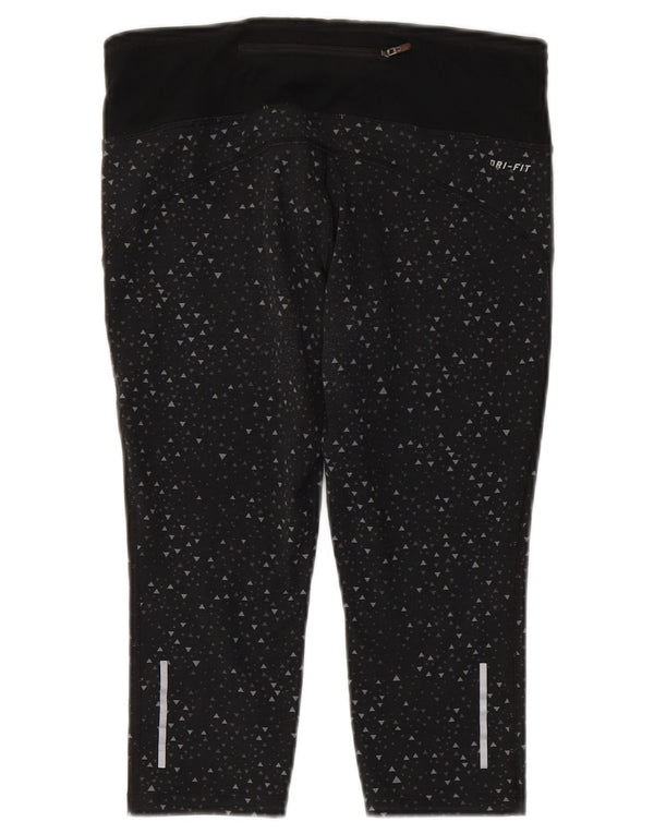 Damskie legginsy Nike Dri Fit Capri UK 10, mały, czarny, geometryczny poliester