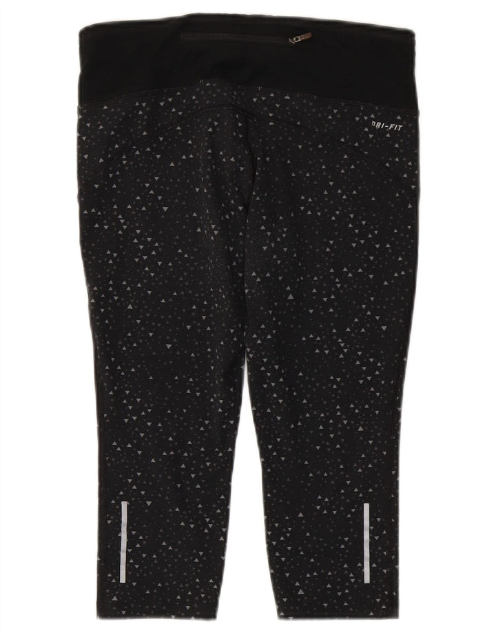 Damskie legginsy Nike Dri Fit Capri UK 10, mały, czarny, geometryczny poliester