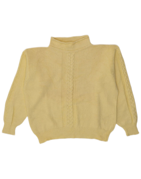 Sweter damski w stylu vintage z golfem UK 16, duży, żółty