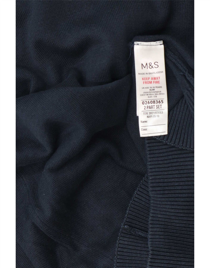 Sweter chłopięcy Marks & Spencer Slim z dekoltem w kształcie litery V, 15-16 lat, granatowy