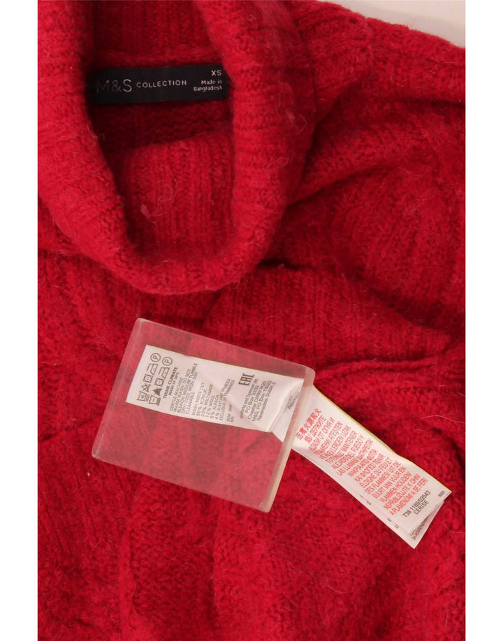 Marks & Spencer Damski sweter oversize z golfem, UK 6 XS, czerwony
