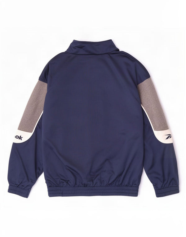 Męska kurtka dresowa Reebok z grafiką, mała, granatowa, z blokami kolorów