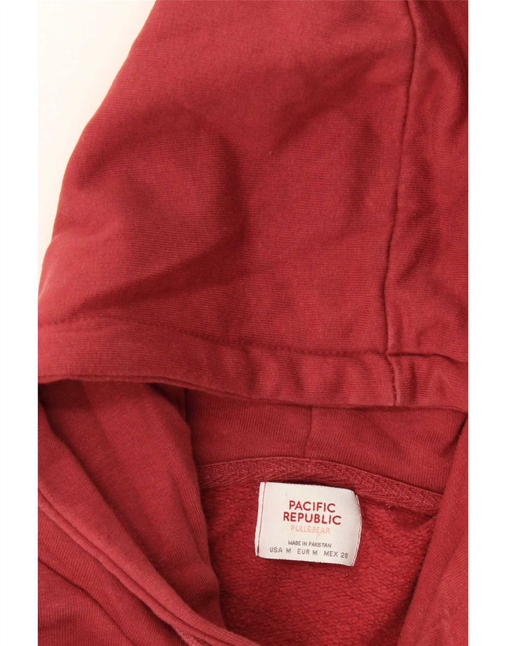 Damski sweter oversize z kapturem Pull & Bear, z grafiką, UK 14, średni czerwony
