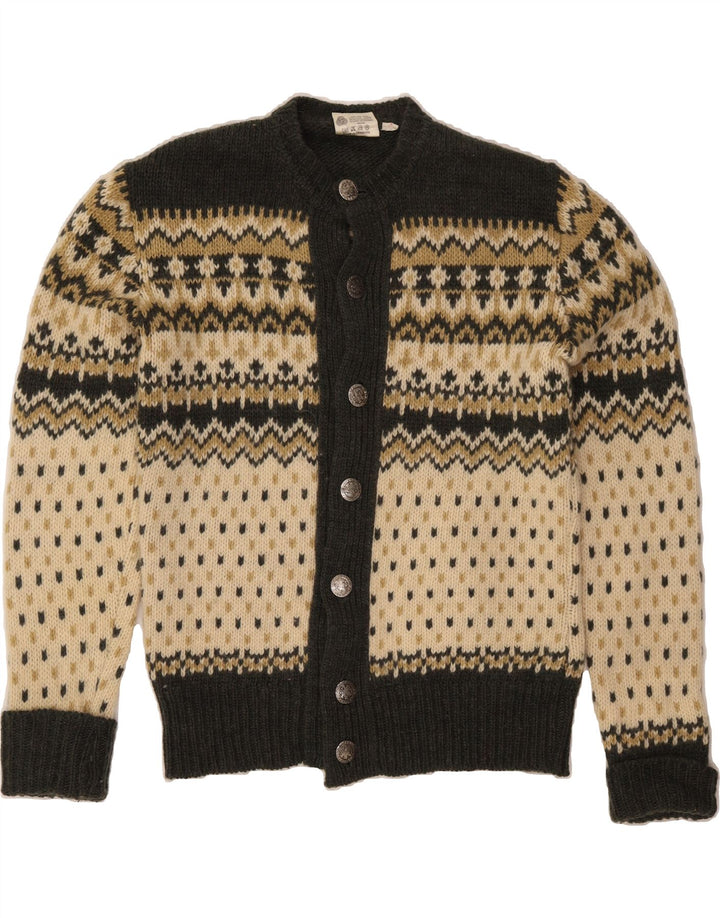 Męski sweter kardigan C&A IT 52/54 Large Khaki Fair Isle Wool
