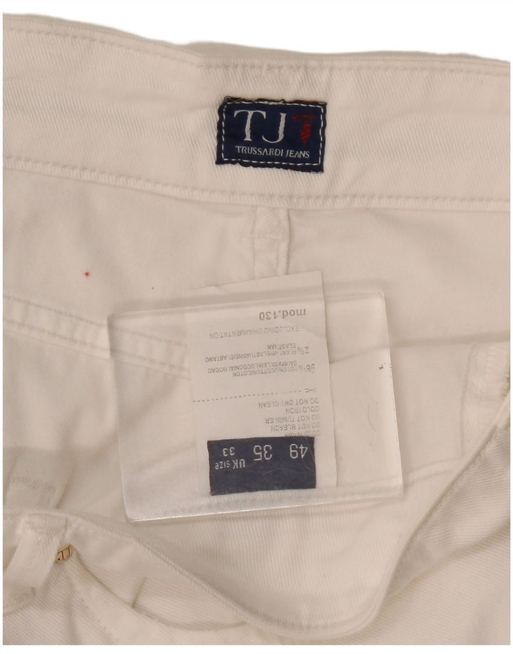 Damskie jeansy Trussardi o krótkim kroju IT 48 Medium W33 L26 Biała bawełna