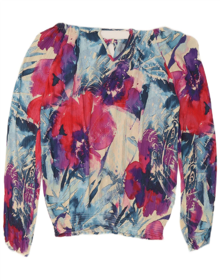 Damski top Desigual z grafiką i odkrytymi ramionami UK 10, mały, wielokolorowy w kwiaty
