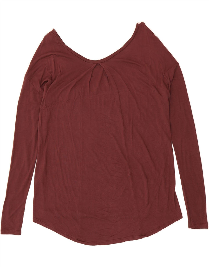BENETTON Womens Oversized Top Long Sleeve UK 10 Small Maroon Viscose Vintage Benetton and Second-Hand Benetton from Messina Hembry 