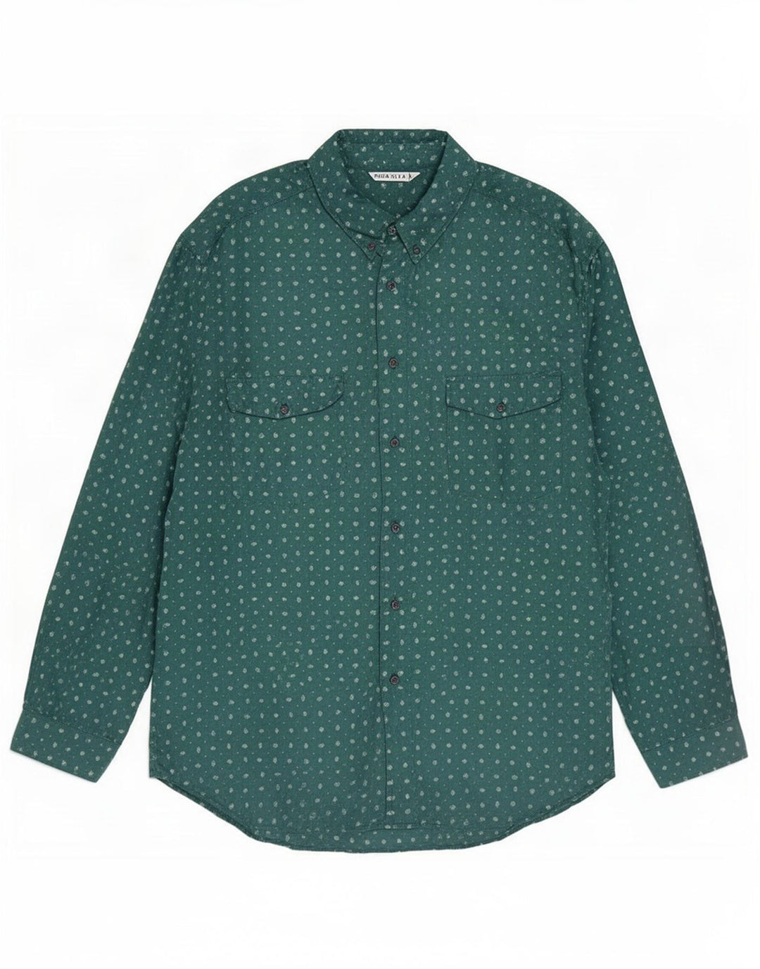 Koszula męska Vintage 2XL, jedwab w zielone cętki
