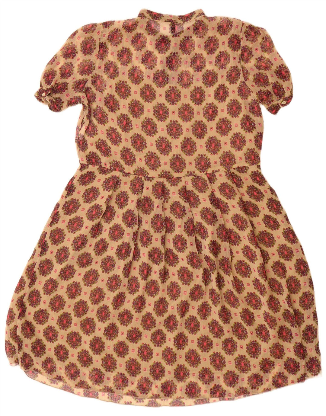 Damska sukienka o linii A Benetton UK 12 w kolorze średniego beżu w kwiaty