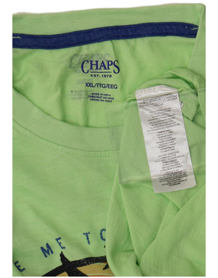 CHAPS Mens Graphic T-Shirt Top 2XL Green Cotton