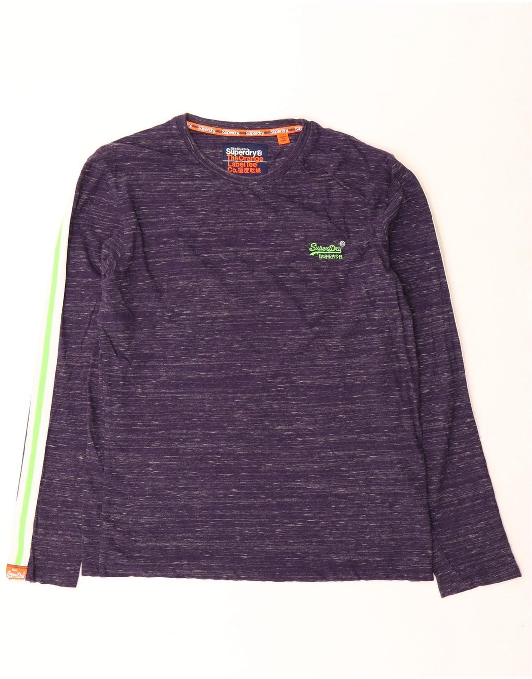 Męski top Superdry z długim rękawem, duży, granatowy, bawełniany w cętki