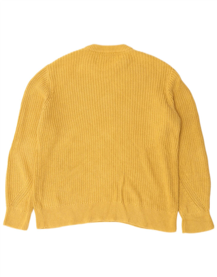 Marks & Spencer Męski sweter z okrągłym dekoltem, duży, żółty, bawełniany