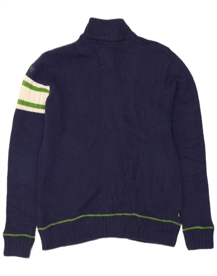 Fila Męski sweter rozpinany Średni granatowy, akrylowy blok kolorów