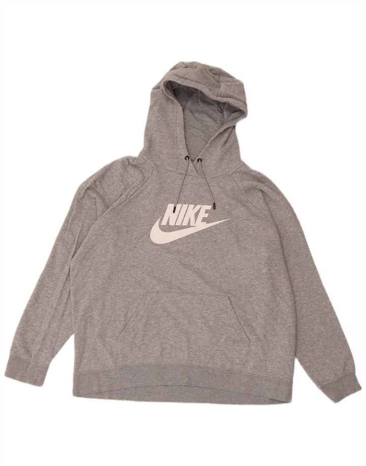 Męski sweter z kapturem i grafiką NIKE XL, szary, bawełniany w cętki