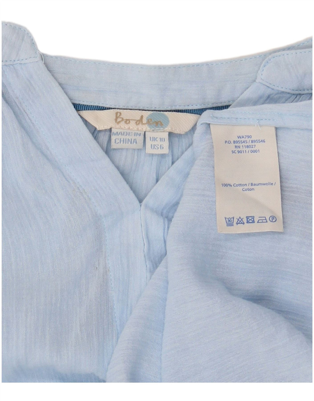 BODEN Damska bluzka oversize z długim rękawem, UK 10 Small, niebieska bawełniana