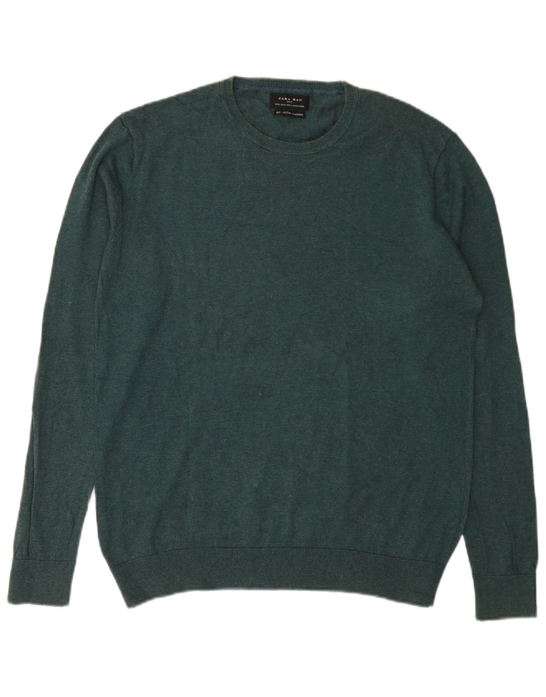 Męski sweter z okrągłym dekoltem Zara XL, zielony, jedwabny