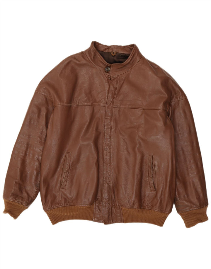 Maren Męska skórzana kurtka bomber IT 54 2XL brązowa skóra