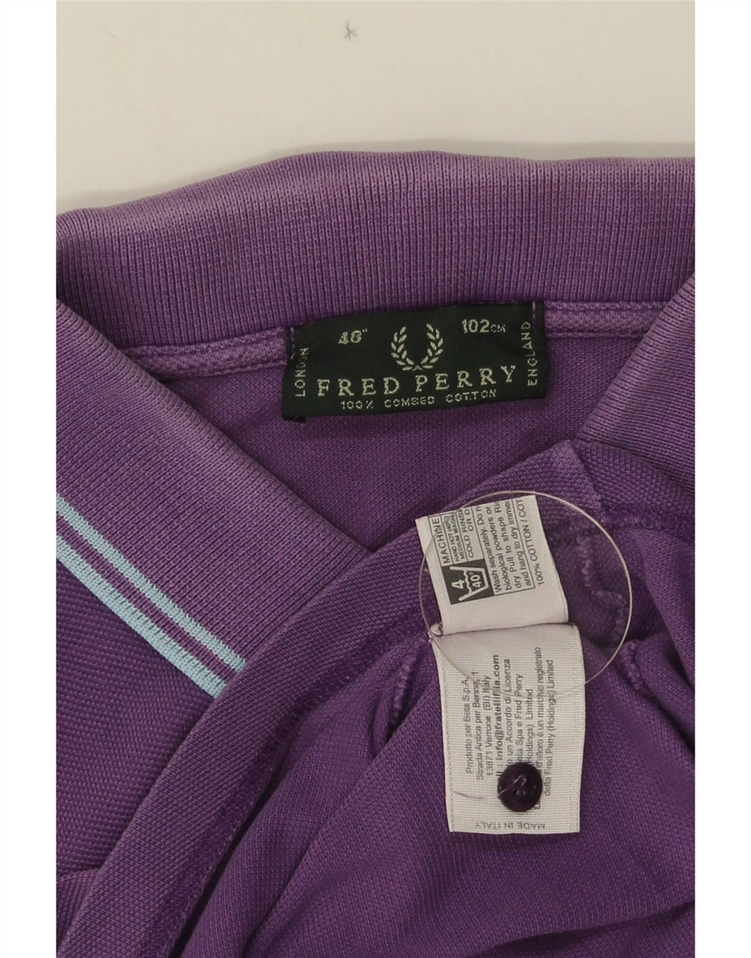 Męska koszulka polo FRED PERRY, bawełniana w średnie fioletowe paski