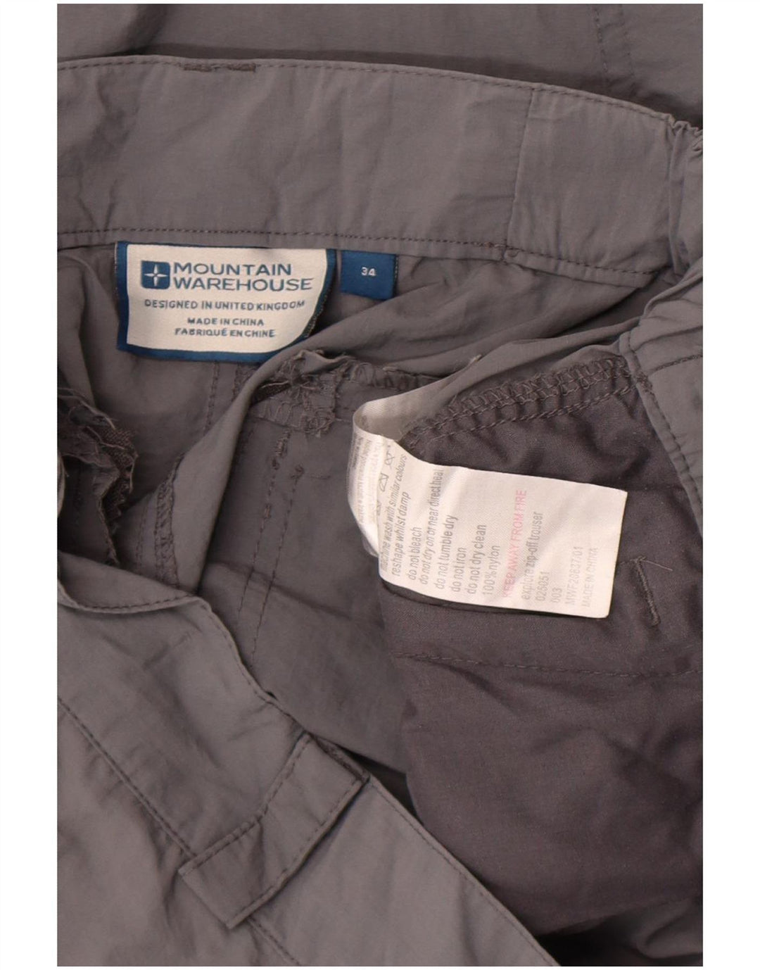Męskie proste spodnie cargo Mountain Warehouse W34 L31 Szary nylon