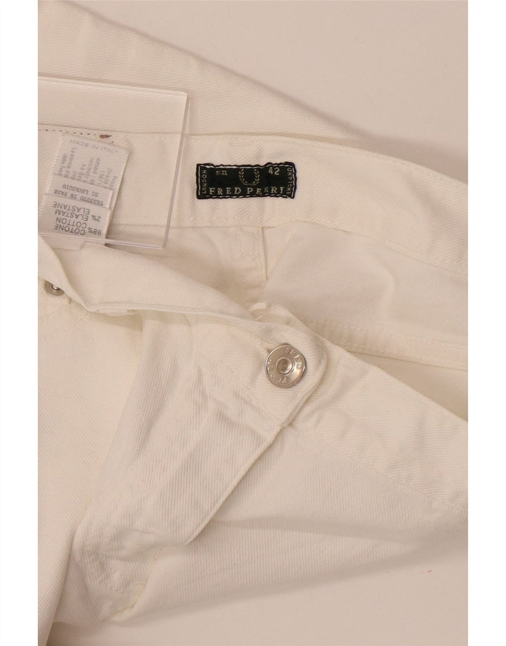 Damskie dżinsy Fred Perry Mid Rise Straight Capri IT 42 Medium W27 L18 Białe
