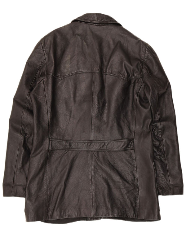 Vintage męska skórzana marynarka zapinana na 3 guziki UK 36 Small Black