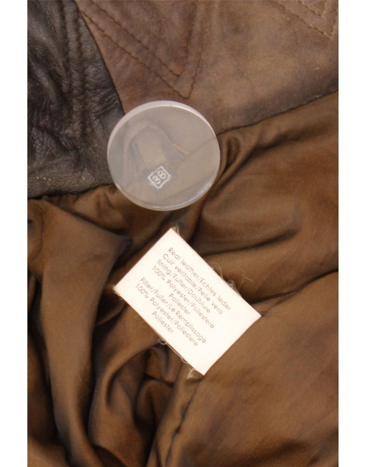 Damski płaszcz skórzany z kapturem VINTAGE EU 38 Średni brąz, skóra