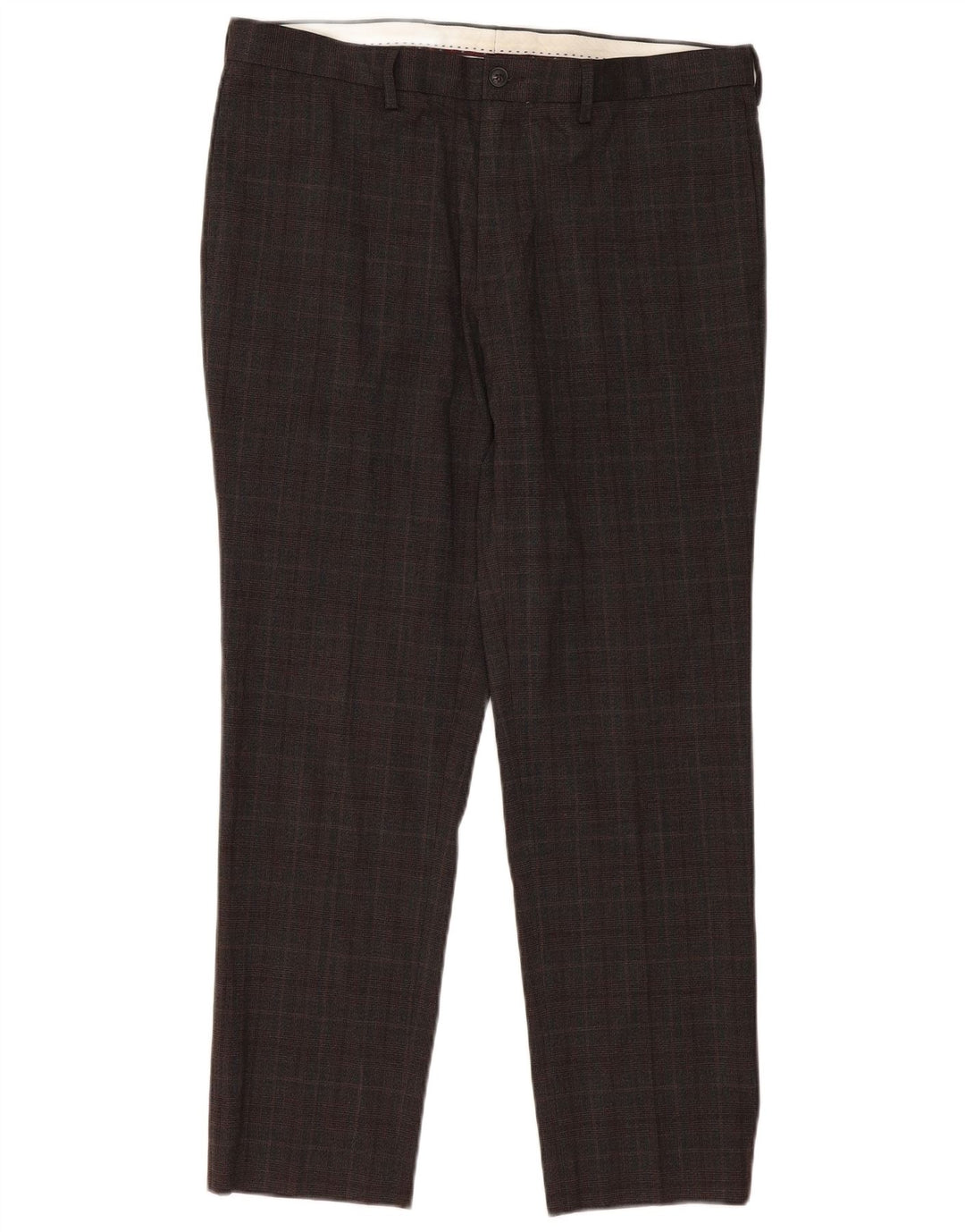 Męskie spodnie chino Marks & Spencer W36 L31 w brązową kratkę, poliester