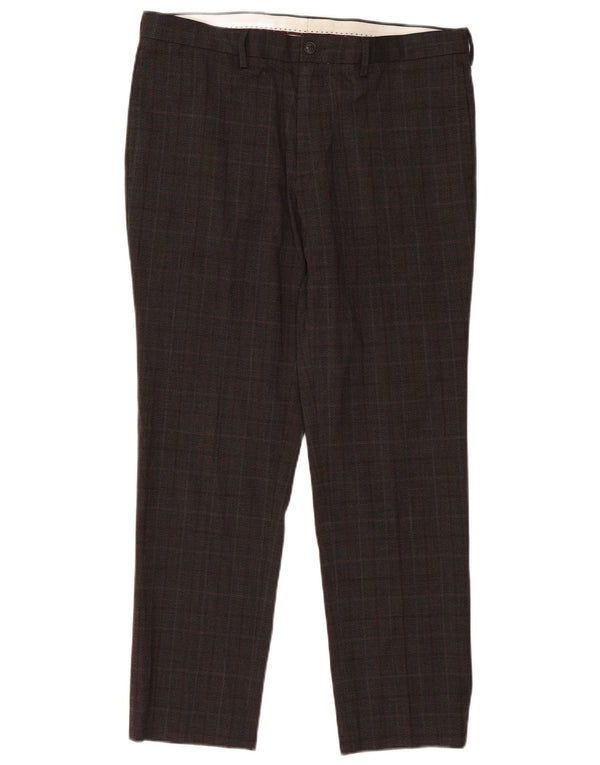 Męskie spodnie chino Marks & Spencer W36 L31 w brązową kratkę, poliester