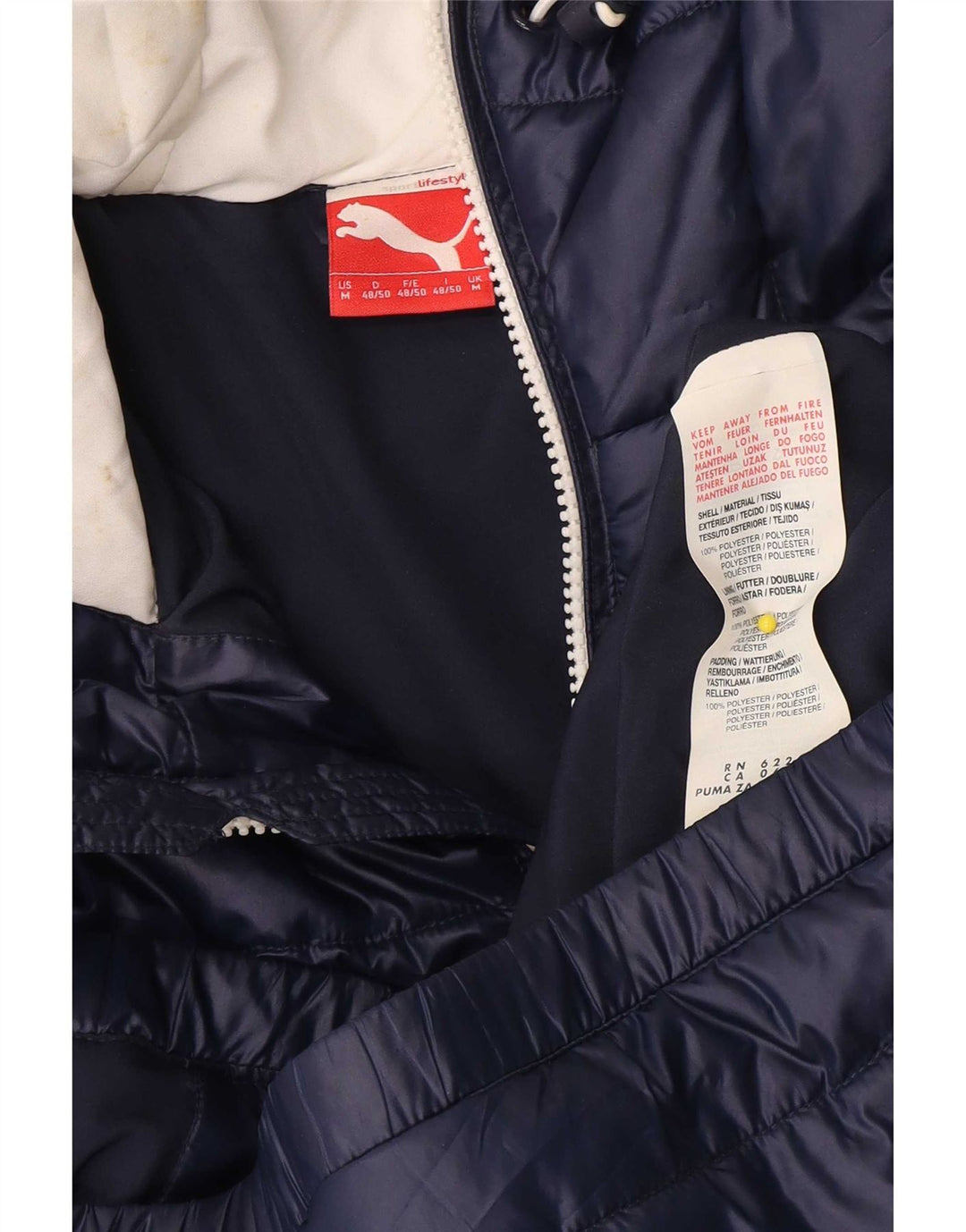 Męska ocieplana kurtka z kapturem Puma UK 38, średni granatowy poliester