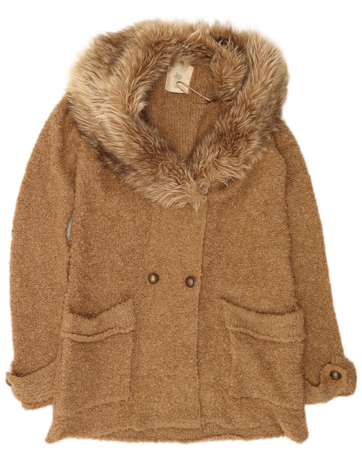 Damski sweter o przedłużonym fasonie Zara UK 14 Średni brązowy akryl
