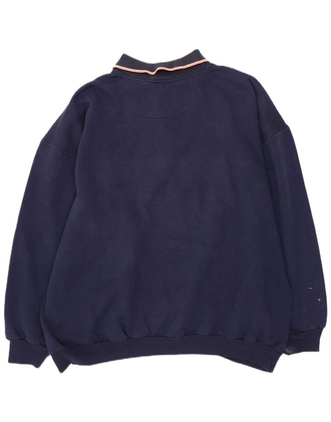 Męska bluza polo w stylu vintage, sweter XL, granatowy, poliester z blokami kolorów