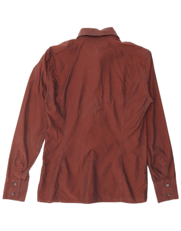 CALVIN KLEIN JEANS Womens Shirt UK 12 Medium Burgundy Cotton