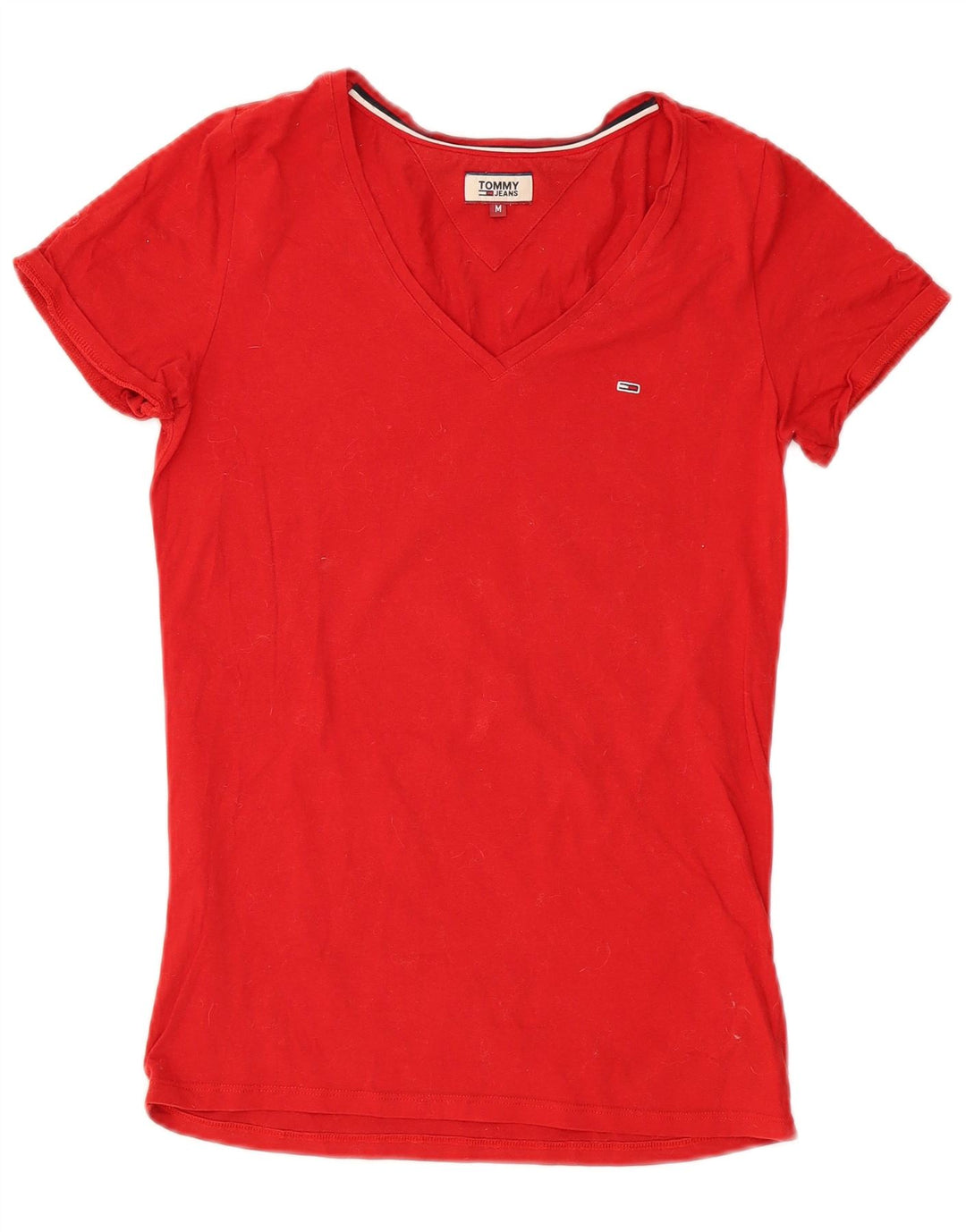 T-shirt damski Tommy Hilfiger Top UK 12, średni czerwony, bawełniany