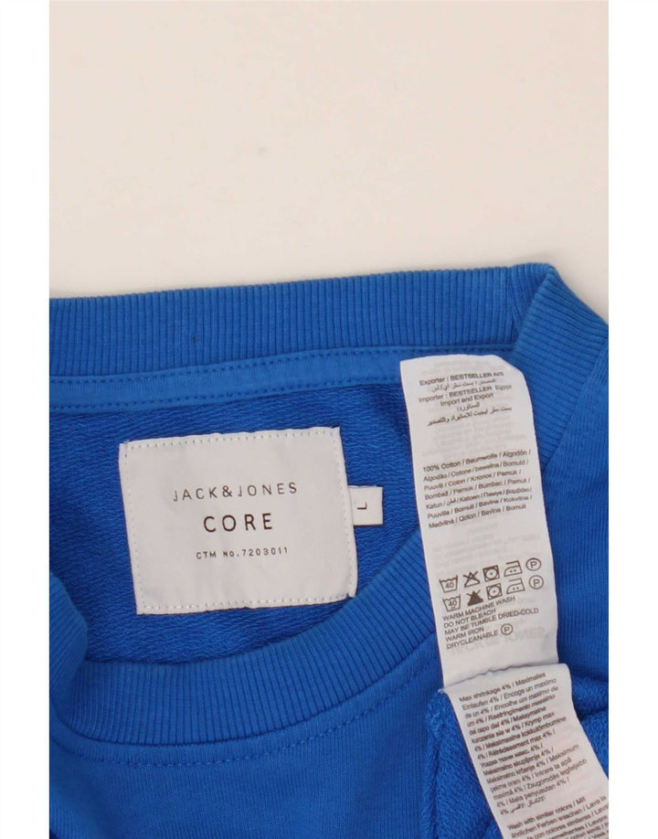 Męski sweter z grafiką Jack & Jones, duży, niebieski, bawełniany