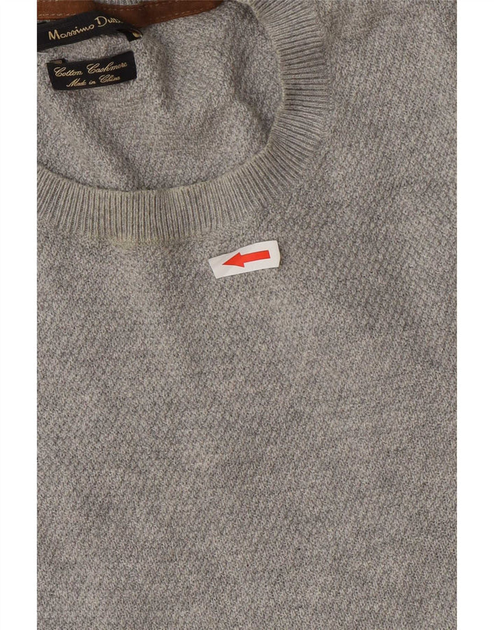 Męski sweter Massimo Dutti z okrągłym dekoltem, duży, szary, bawełniany