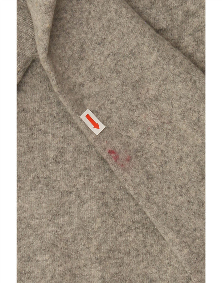 BENETTON Damski sweter z dekoltem w kształcie litery V, UK 18 XL, szara owcza wełna