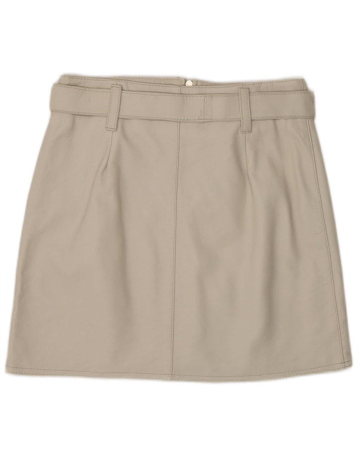 Damska spódnica skórzana VINTAGE IT 44 Medium W28 Szara skóra