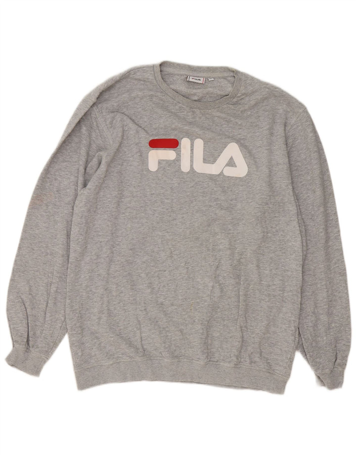 Męska bluza z grafiką Fila XL, szara, nakrapiana bawełna